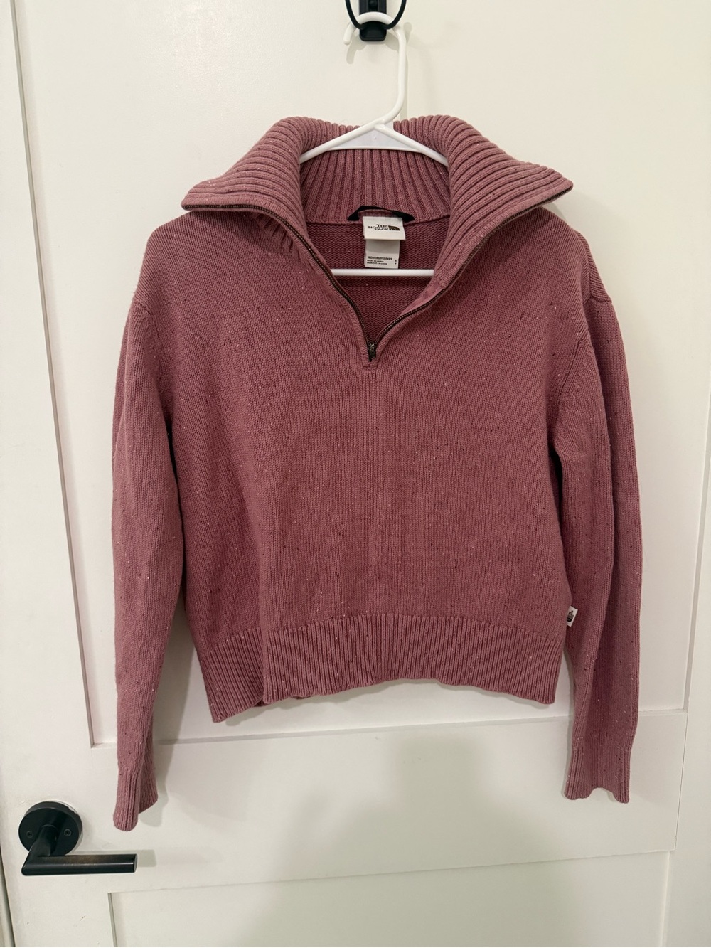 The North Face Women’s Small Cowl Neck Wool Blend Sweater Pink Quarter Zip